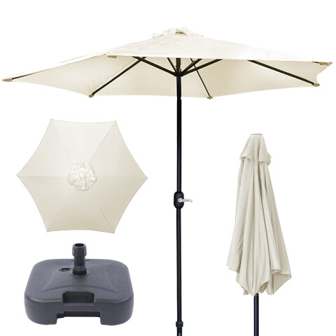 Sombrilla Grande Jardin Reforzada 2.70 M Acero Manija Y Base Plastica Para Piso Playa Patio Imback Color Blanco Sombrilla Grande Jardin Reforzada 2.70 M Acero Manija Y Base Plastica Para Piso Playa Patio Imback Color Blanco