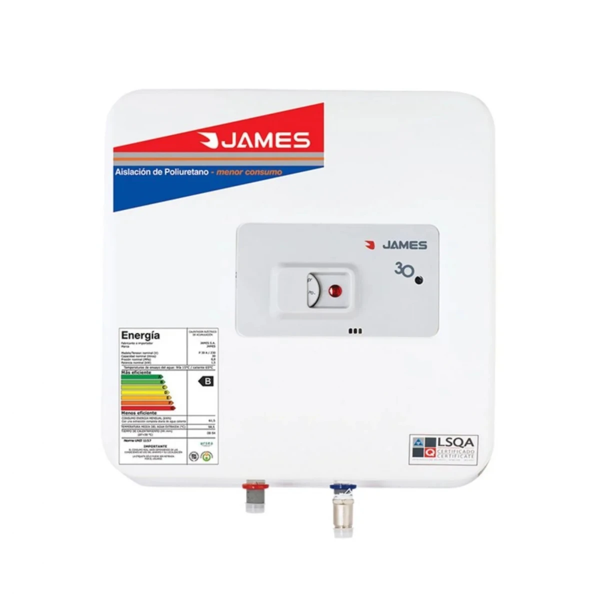 Calefón JAMES Tanque de Acero Prisma 30 L 
