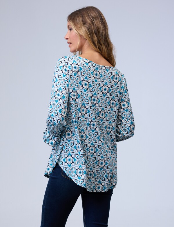 Blusa Keyhole MULTI/TURQUESA