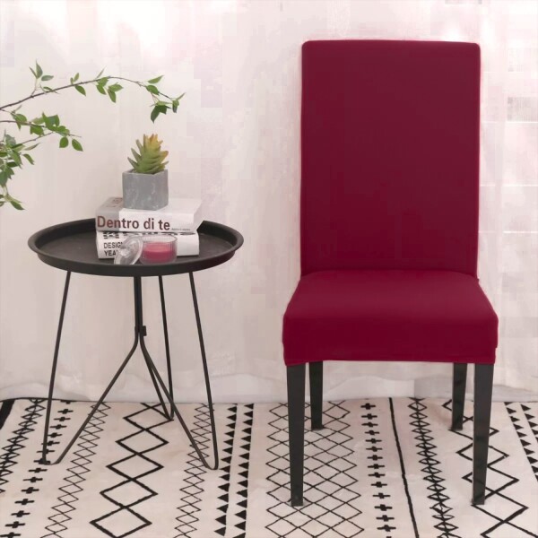 Funda Cubre Sillas Universal Comedor Elastizada Lavable X6 Color Variante Rojooscuro