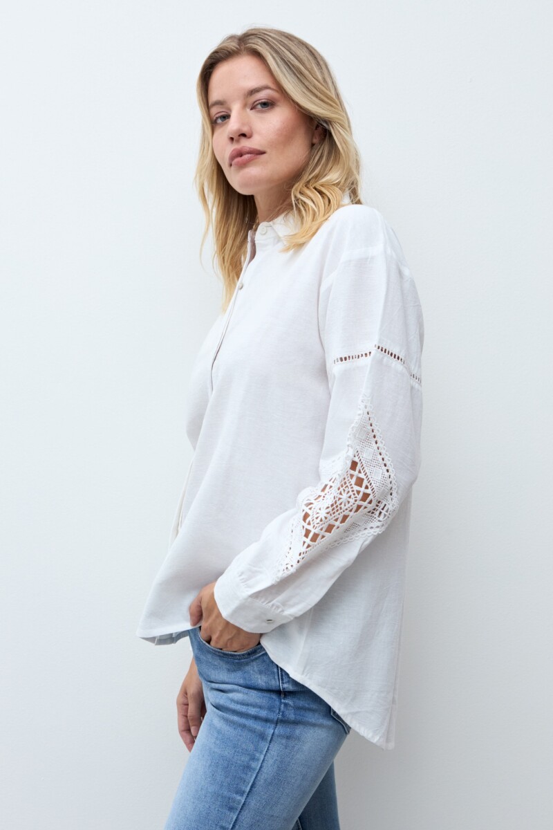 Camisa mangas caladas blanco
