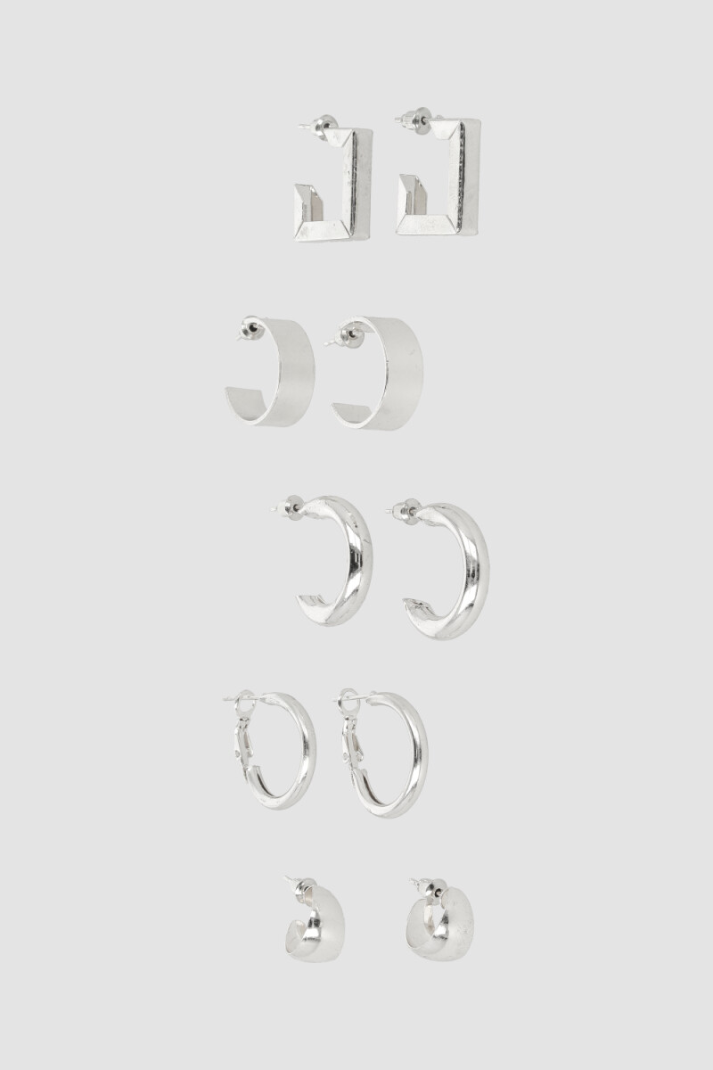 Pack de aros x 5 - Plata 