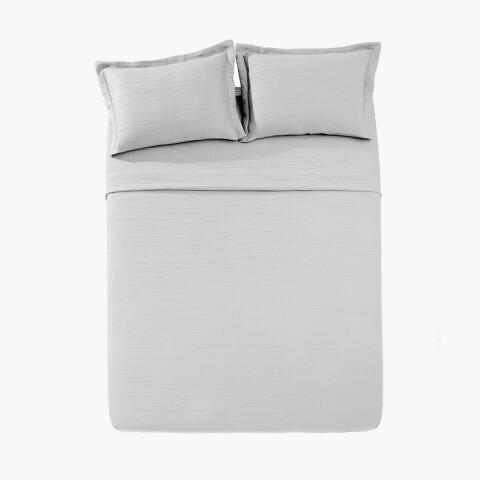 Juego Colcha y Funda Dohler 1 Plaza 100% Microfibra GRIS PLATA