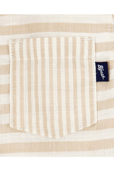 Body tipo camisa, de algodón, diseño a rayas Body tipo camisa, de algodón, diseño a rayas