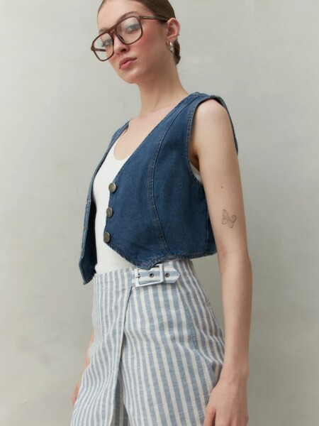 SHORT POLLERA D.CASSIN LISTRA CEL BLA