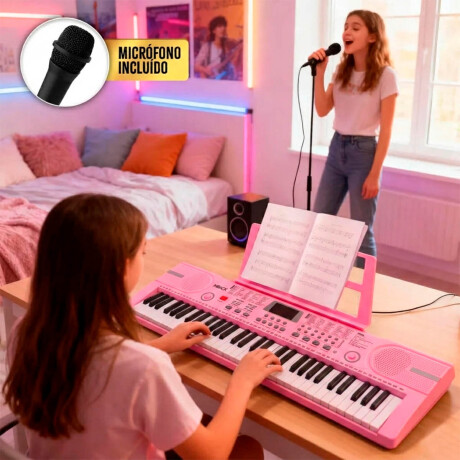 Órgano Musical Teclado Piano 61 Teclas Mozart Español Rosa