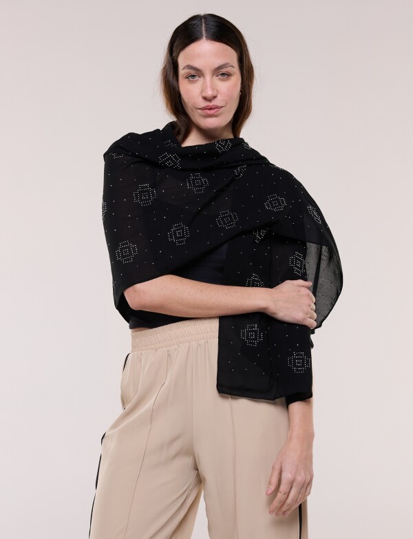Pashmina Apliques Brillos NEGRO/PLATEADO