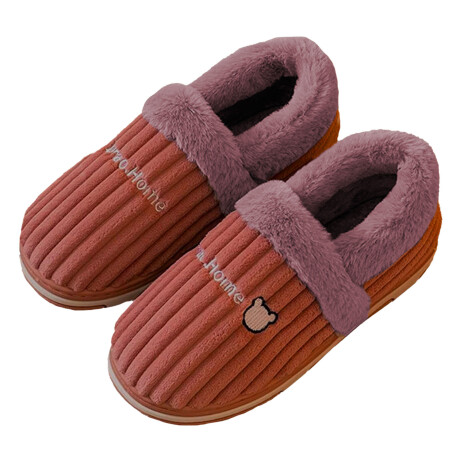 Pantuflas Peluche Unisex Antidesliz Suela Gruesa Invierno Rosa