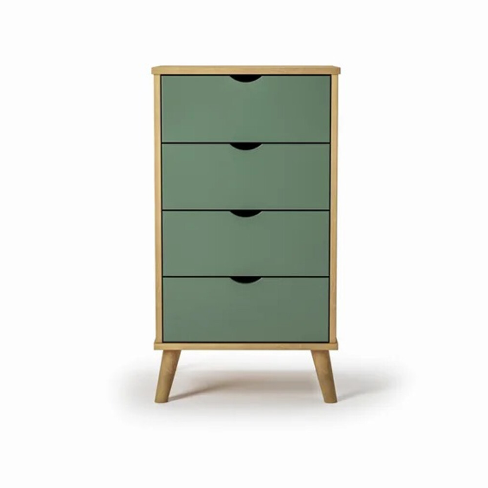 Cómoda en madera maciza con patas - 4 cajones MADERA -VERDE