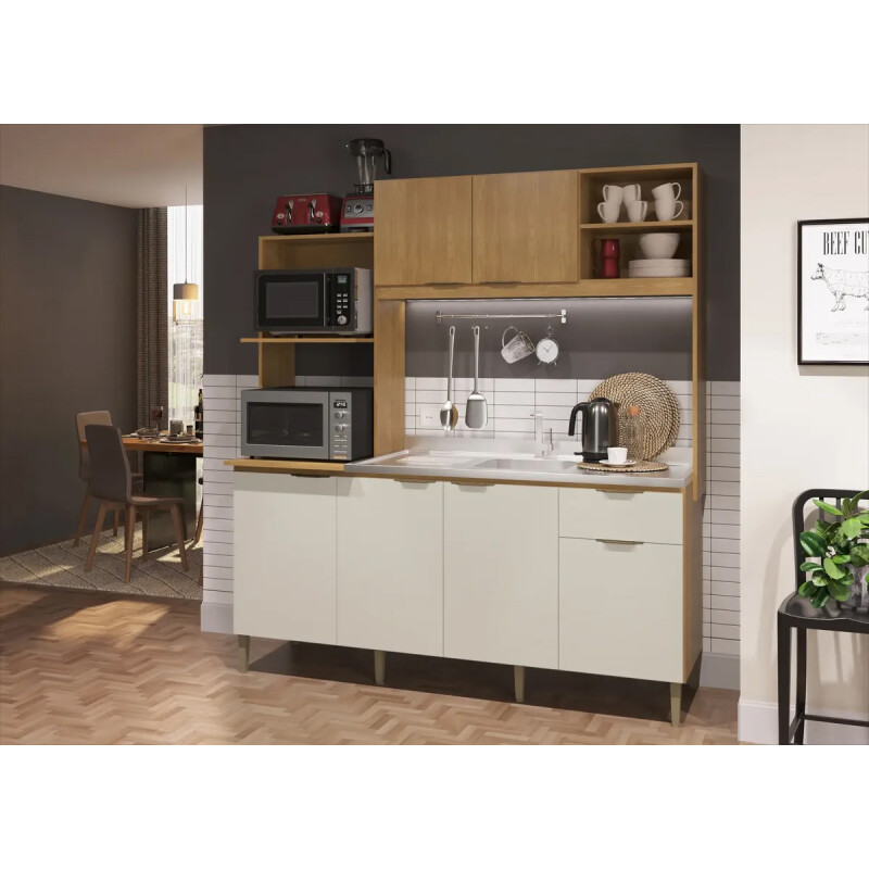 COCINA COMPACTA SSL CH 1027 - 180 cm Cedro-Arena N/A