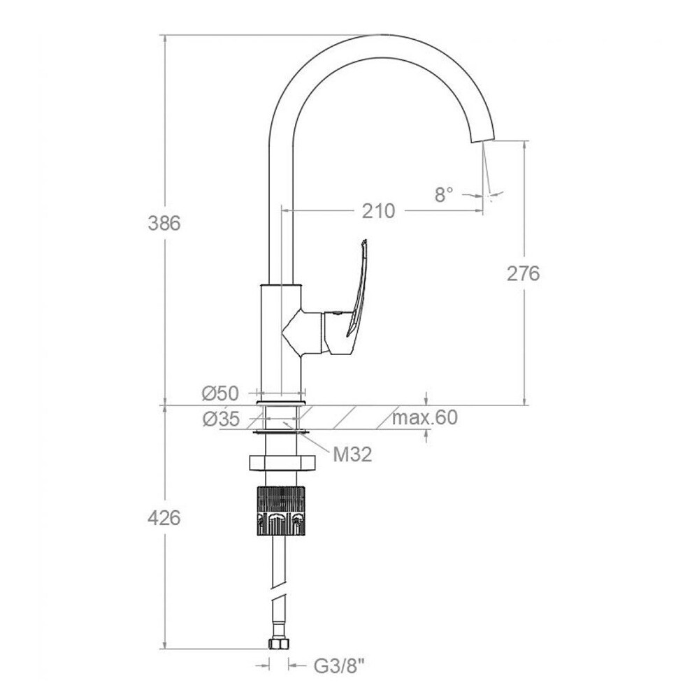 GRIFERÍA MONOCOMANDO DE COCINA LÍNEA NEW FLY CROMO Grifería Monocomando De Cocina Línea New Fly Cromo