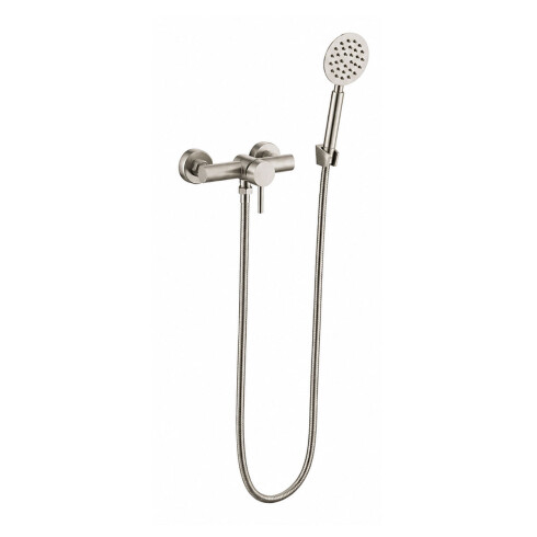 DUCHA EXTERNA CON TELEFONO Y FLEXIBLE SATINADO CEPILLADO GRIS-BRUSHED NICKEL