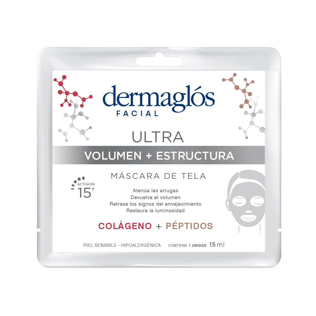 DERMAGLOS FACIAL MASC TELA VOLUMEN 15 ML 