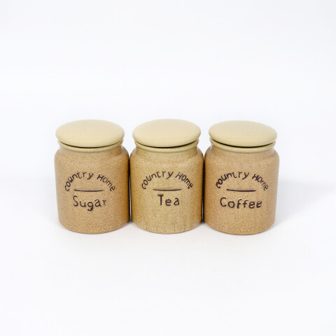 SET FRASCO CERAMICA BEIGE 10X13.5CM 3PZAS Unica