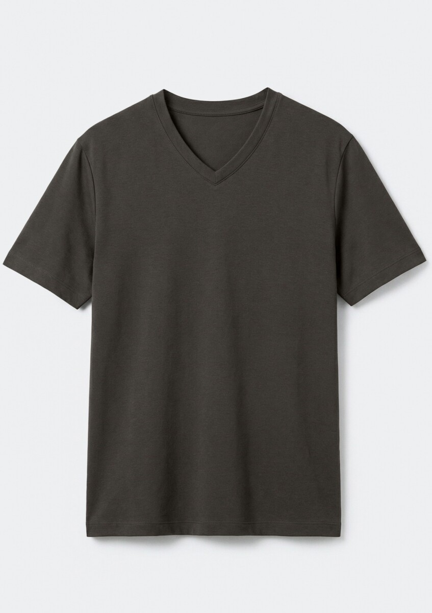 CAMISETA BÁSICA WORLD CUELLO EN V - VERDE MUSGO 