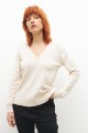 Sweater escote V beige