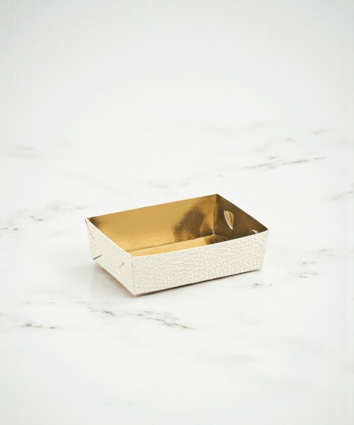 Cesta 19x13x3,5 cm. - PELLE BIANCO+ORO INT Cesta 19x13x3,5 cm. - PELLE BIANCO+ORO INT