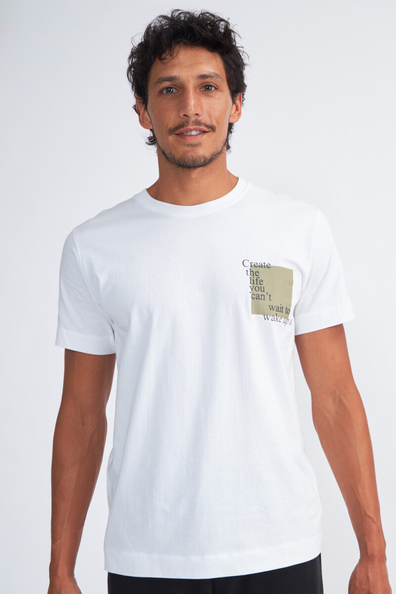 Camiseta manga corta estampada algodón orgánico - Blanco 