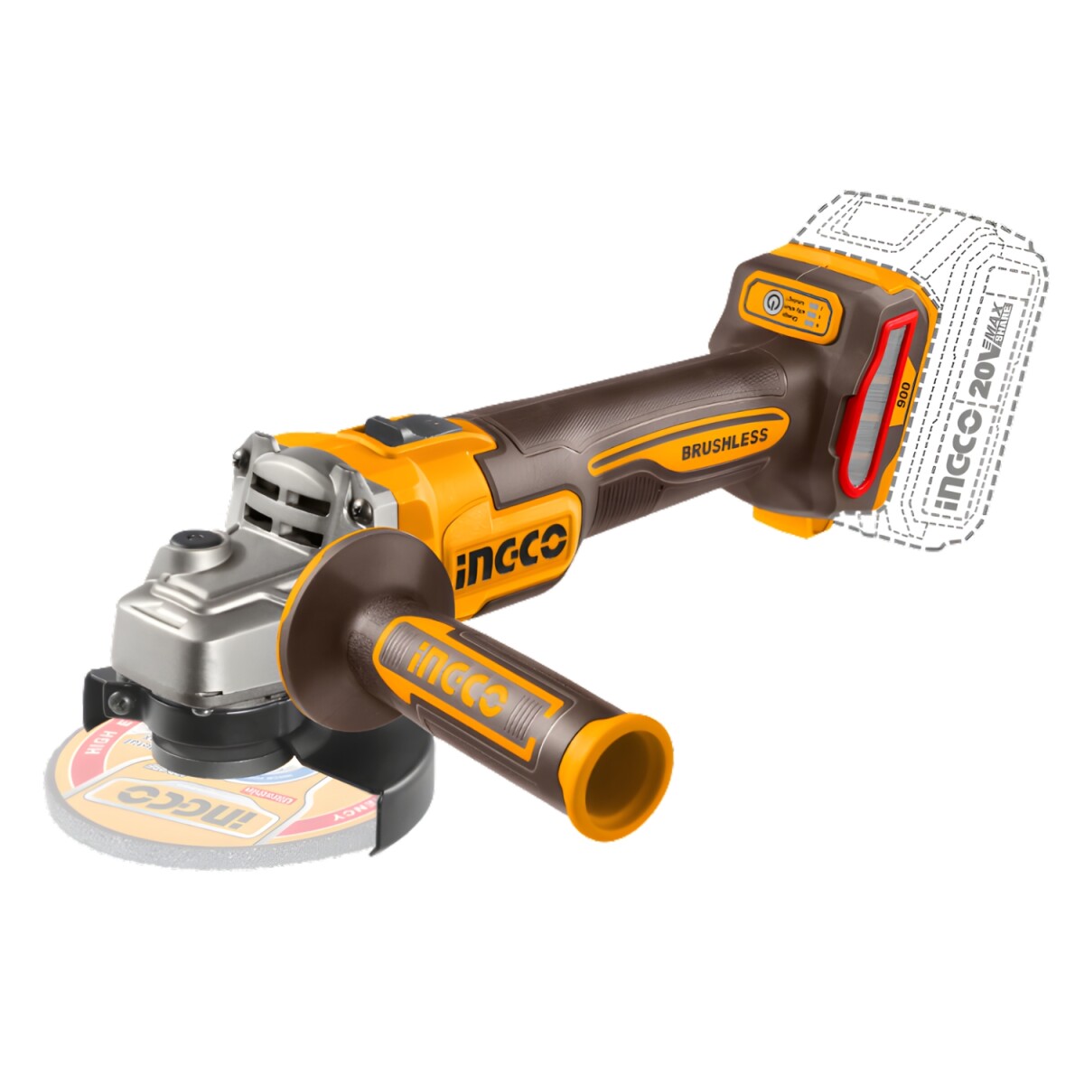 Amoladora Angular Ingco A Bateria 20v + Accesorios 