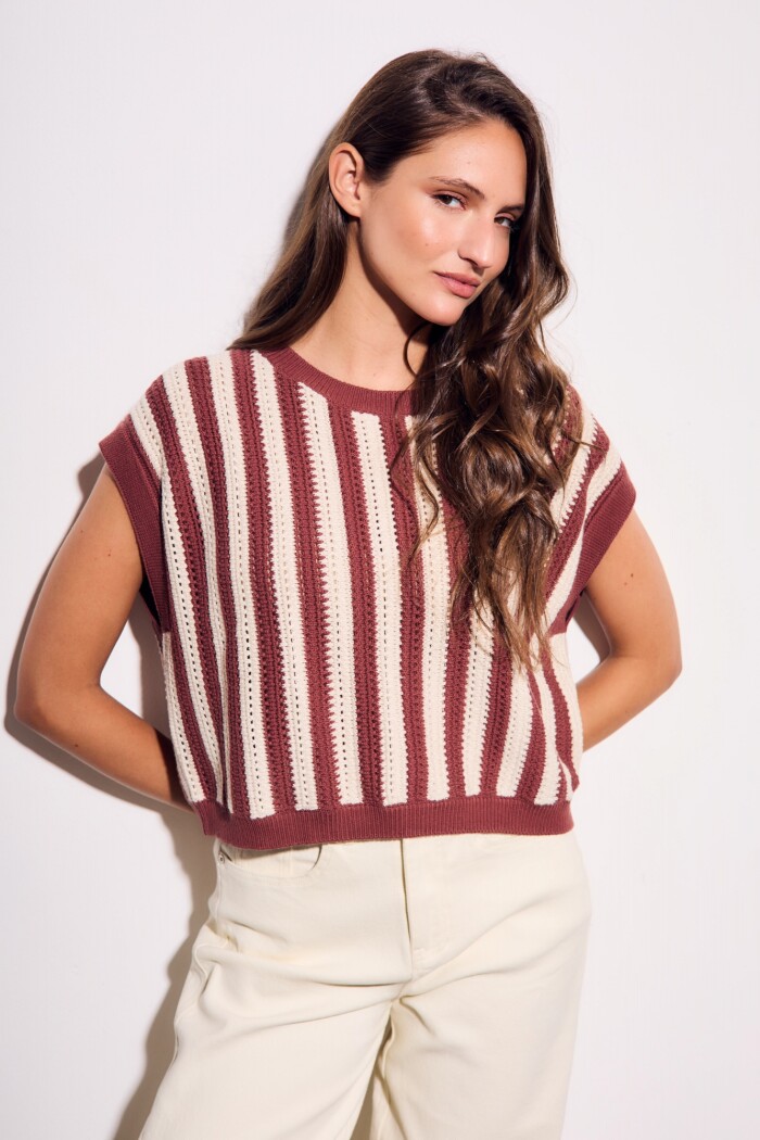 Chaleco Rayado Bordeaux