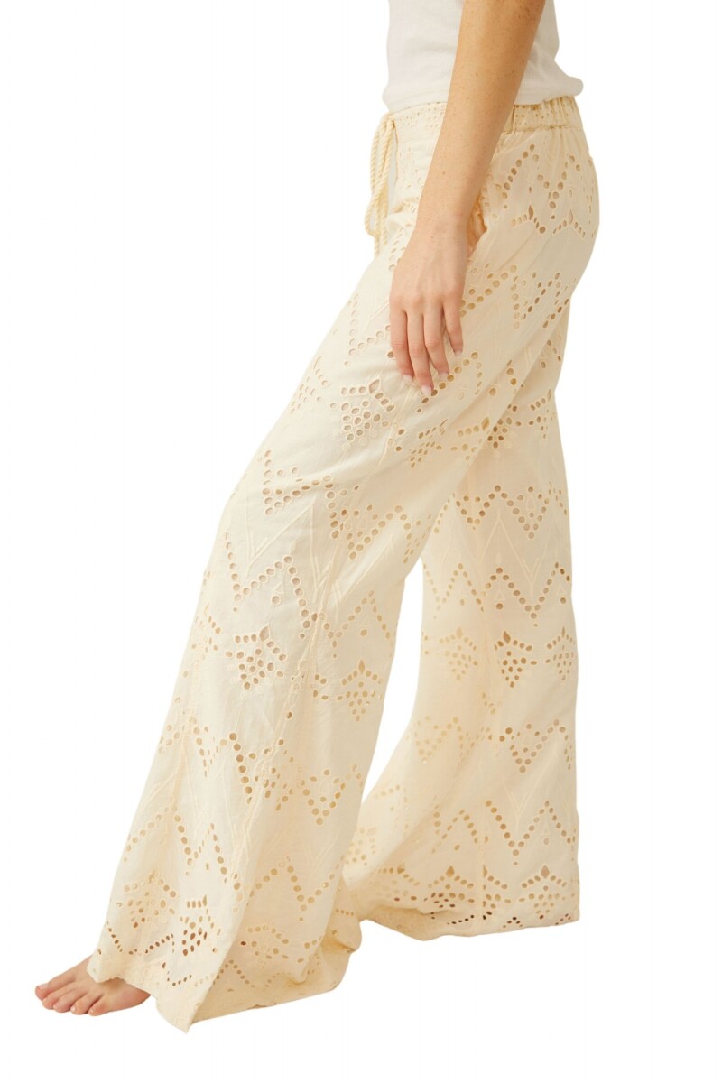 EMMA EMBROIDERED PANT Marfil