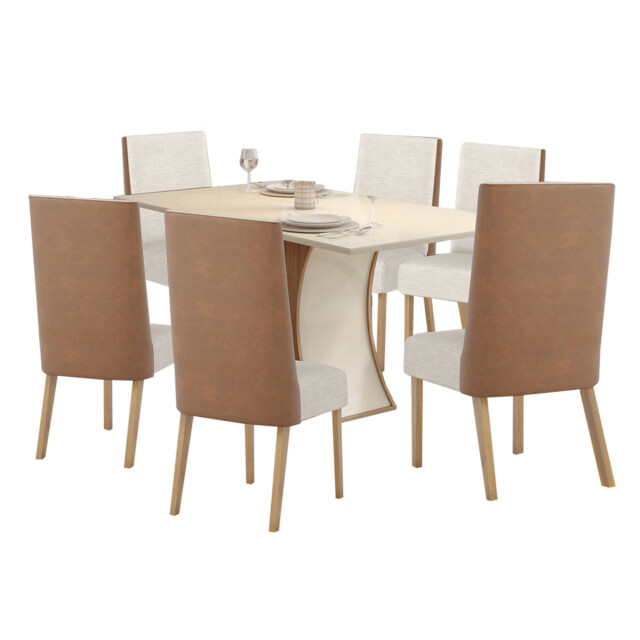 Juego de comedor mesa y 6 sillas tapizadas Juego de comedor mesa y 6 sillas tapizadas