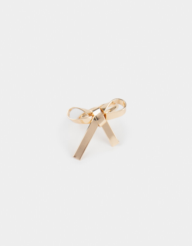 Anillos Medianos y Grandes Moño Anillo De Moño Metálico - Dorado