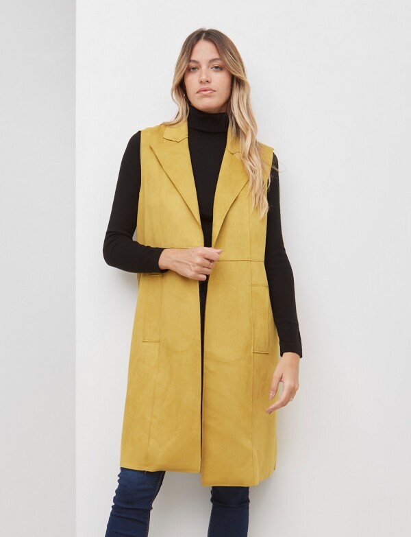 Chaleco Suede Largo MOSTAZA