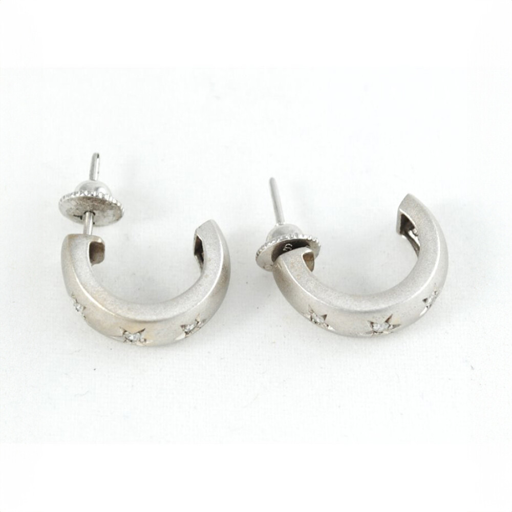 Caravanas Oro 18K Blanco Con Brillantes Caravanas Oro 18K Blanco Con Brillantes