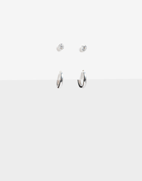Aros Sets Strass Set De Aros Plata 925 Y Cubic - Plateado