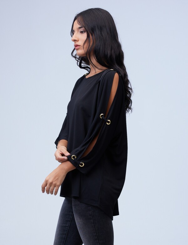 Blusa Oversize Manga Aros NEGRO