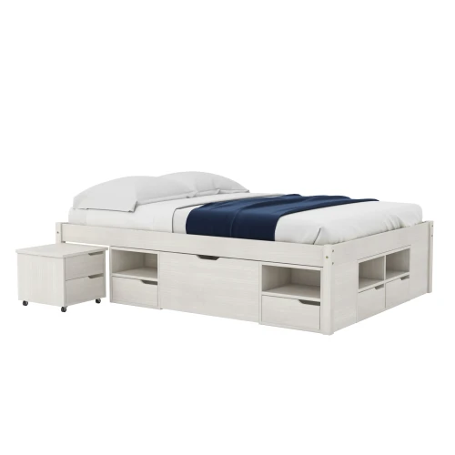 Cama Madera Maciza Con Cajones - Queen - Linea charme Blanco