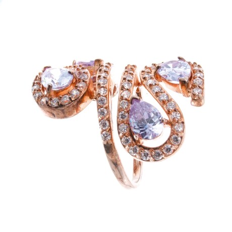 Anillo de plata 925 con baño de oro rosado y circonias. Anillo de plata 925 con baño de oro rosado y circonias.