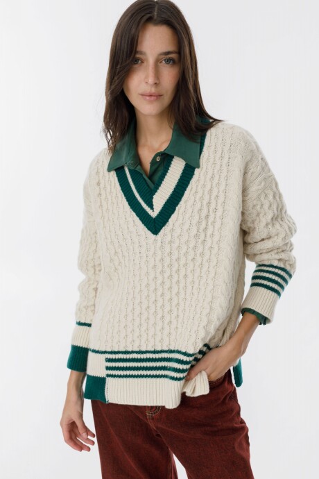 Sweater Copos Crudo/Verde