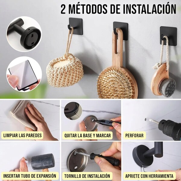 Set De Accesorios Para Baño Juego 10 Piezas Acero Inoxidable IMBACK Color Negro Set De Accesorios Para Baño Juego 10 Piezas Acero Inoxidable IMBACK Color Negro