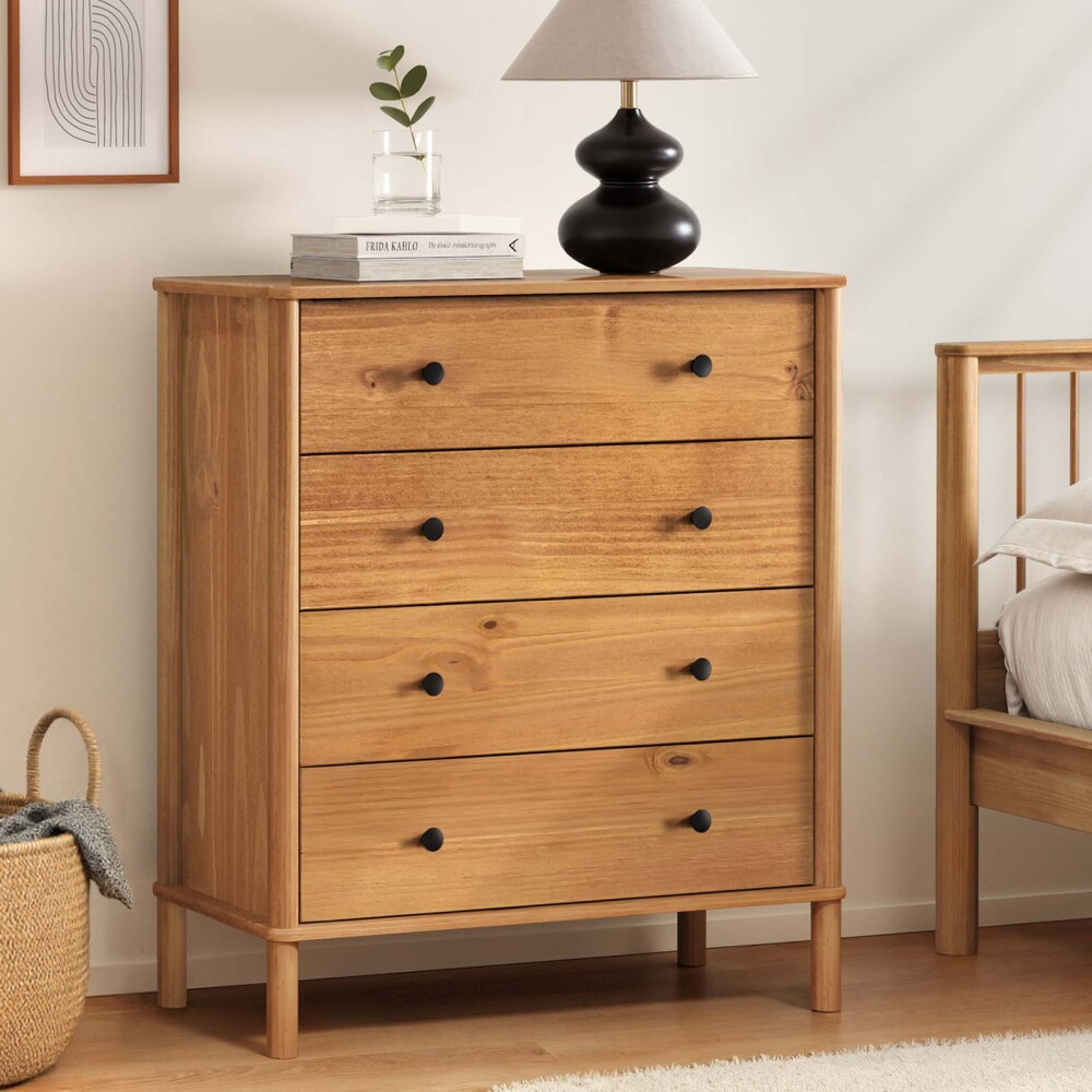 COMODA 4 CAJONES MADERA NATURAL-BEIGE CURAZAO