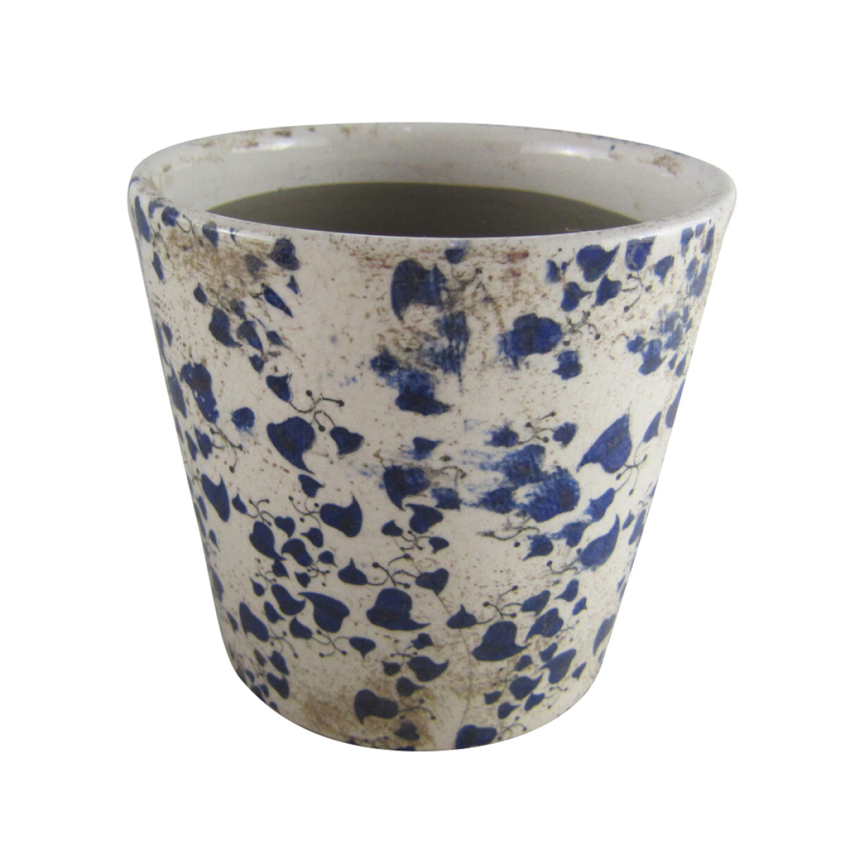 MACETA CERAMICA 14X14X13CM SALPICADURA AZUL 