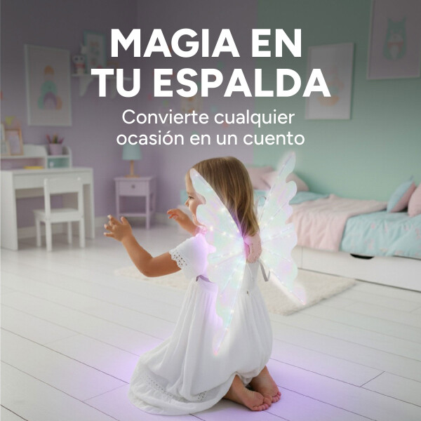 Set Alas Hada Mariposa Luminosas Led Correas Ajustables Niña Color Celeste