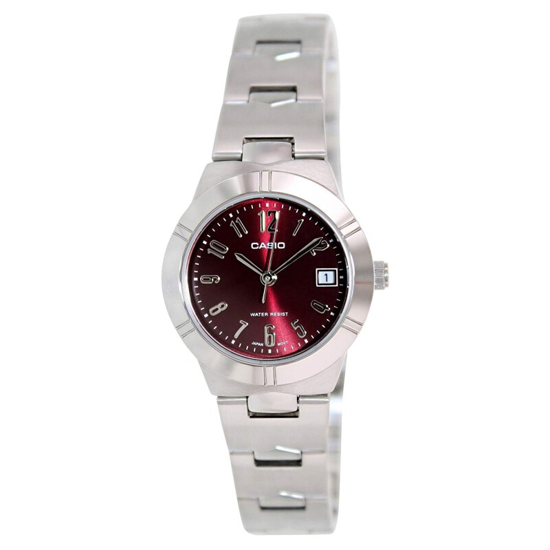 Reloj análogo en acero Casio Mujer Bordó