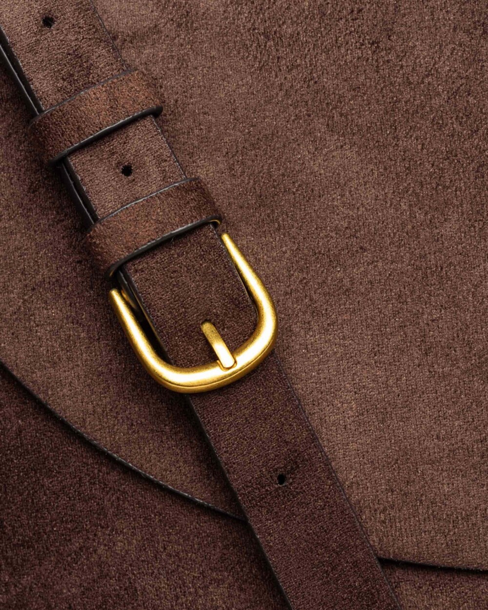 Cartera al hombro Mod en efecto gamuza Chocolate