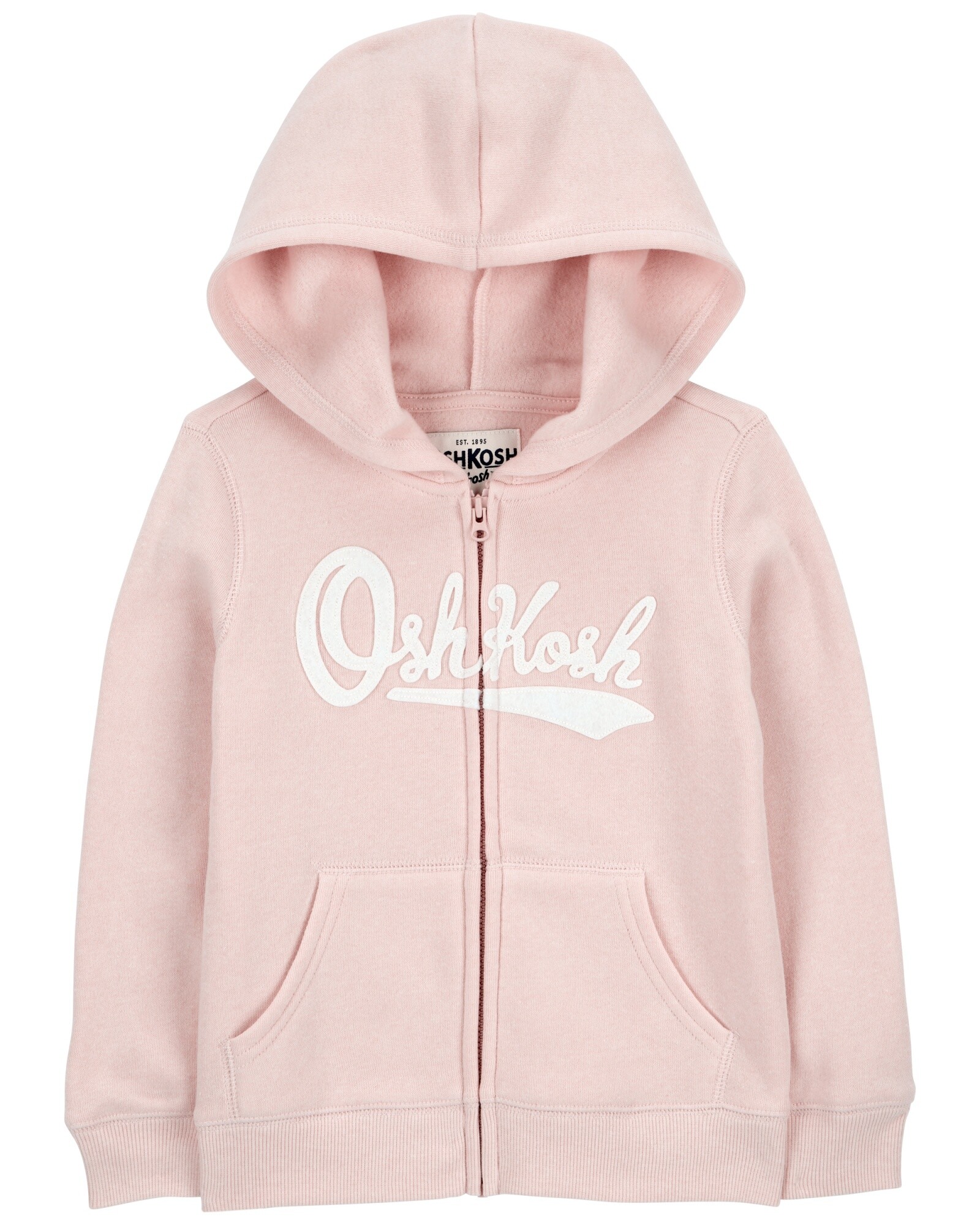 Campera de algodón, con capucha y logo, rosada Sin color