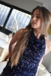 Top Arma Mortal Lentejuelas Azul