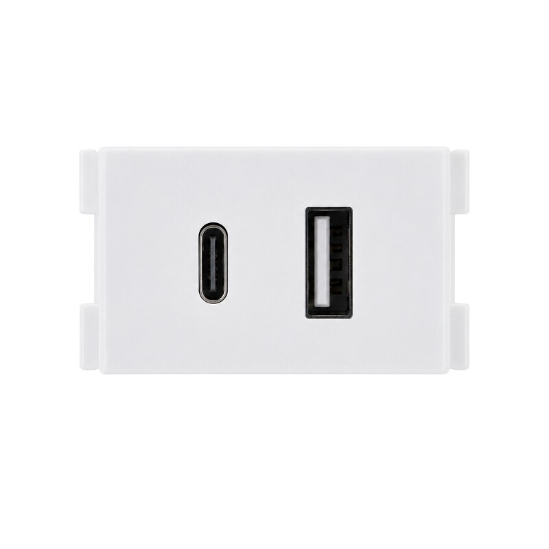 MODULO CARGADOR USB+C 2.4A - ATENEA Módulo Atenea Cargador USB A + USB C 2.1A Blanco