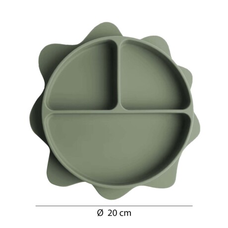 Plato con Separaciones p/ Comida Bebé en Silicona Diseño Sol Verde