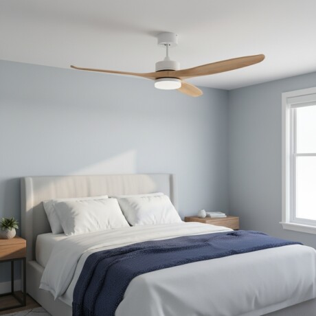 VENTILADOR DE TECHO EN MADERA 22W CON CONTROL REMOTO LOWA Luminaria LED y Ventilador de Techo con Control Remoto Lowa Natural Wooden