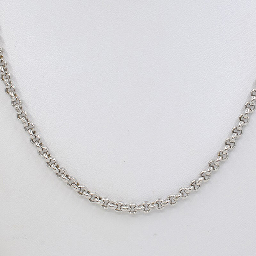 Cadena Oro 18 K blanco , Eslabón Rolo Cadena Oro 18 K blanco , Eslabón Rolo