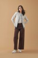 Chaqueta tejida floral beige