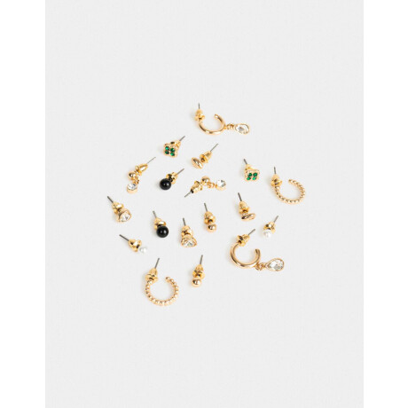 Set De Aros Con Strass Dorado