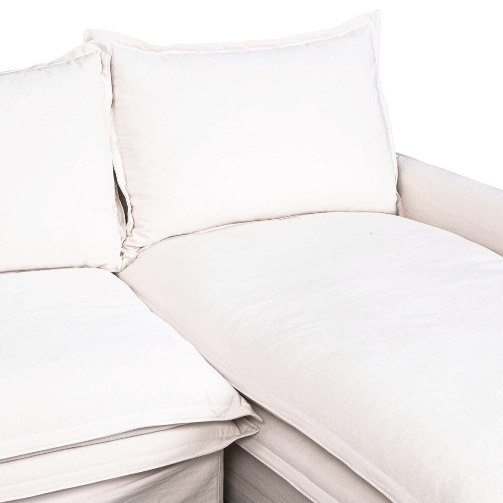 SOFA C/CHAISE 4 CUERPOS TELA BLANCO ALASKA