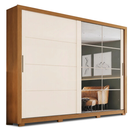 ROPERO PALACE 2 PUERTAS 4 CAJONES INTERNOS 2 ESPEJOS GUARDARROPA CLOSET ARMARIO OFF WHITE
